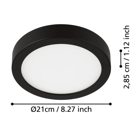 Eglo - Candeeiro de tecto LED para casa de banho, 17W/230V, IP44, preto, 21x21 cm