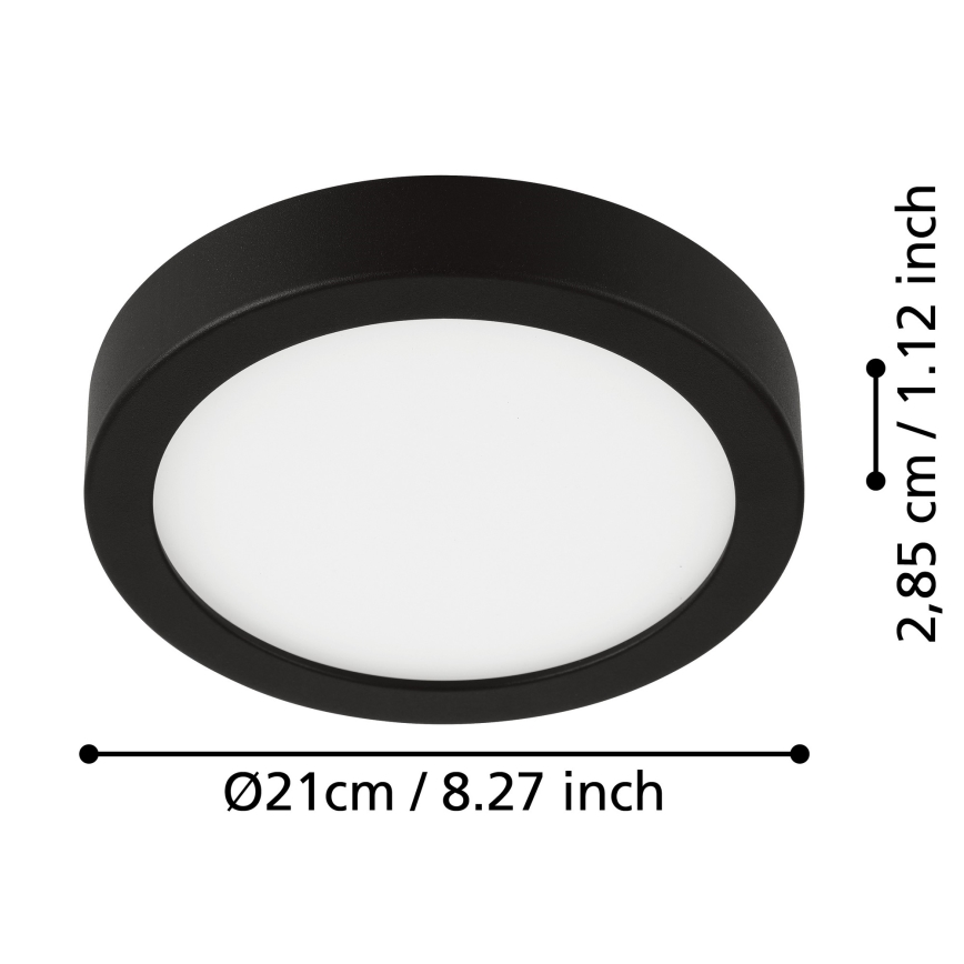 Eglo - Candeeiro de tecto LED para casa de banho, 17W/230V, IP44, preto, 21x21 cm