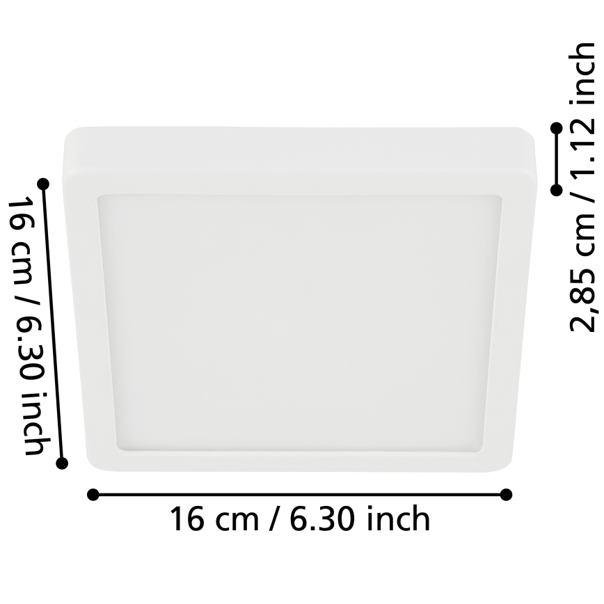 Eglo - Candeeiro de tecto LED para casa de banho LED/11W/230V IP44 branco 16x16 cm