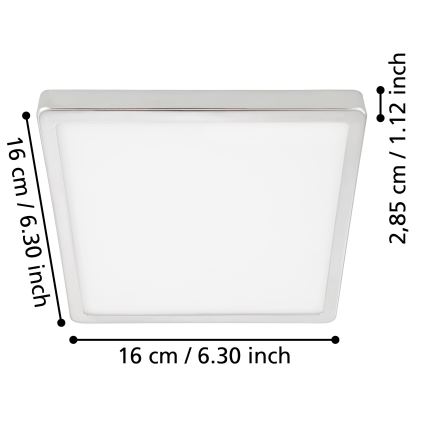 Eglo - Candeeiro de tecto LED para casa de banho LED/11W/230V IP44 acabamento cromado brilhante 16x16 cm