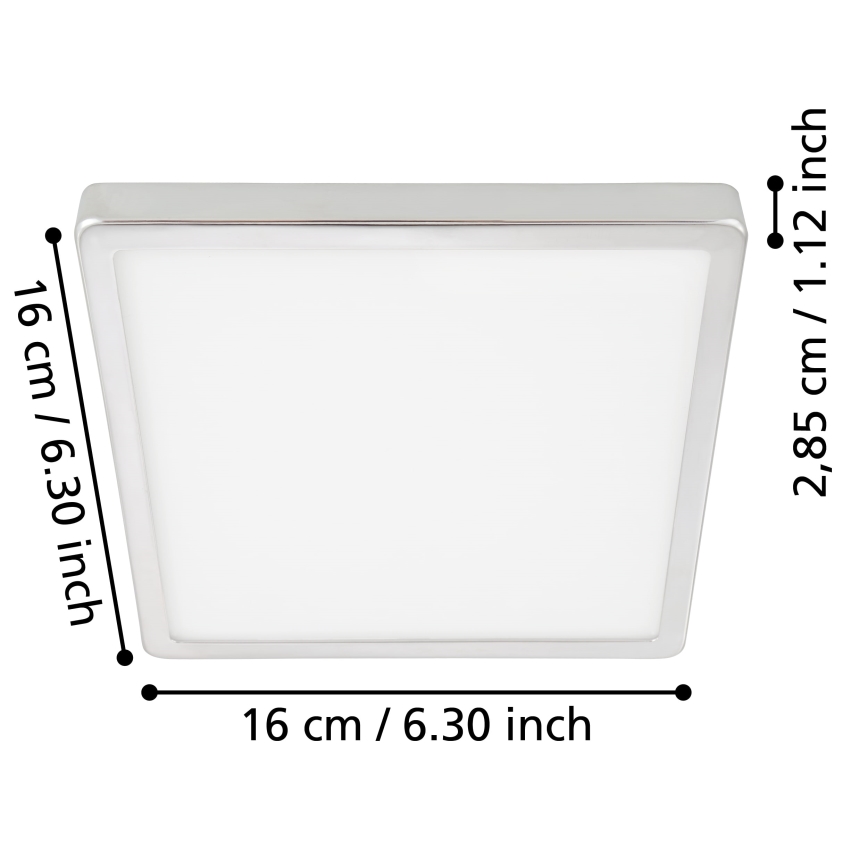 Eglo - Candeeiro de tecto LED para casa de banho LED/11W/230V IP44 acabamento cromado brilhante 16x16 cm