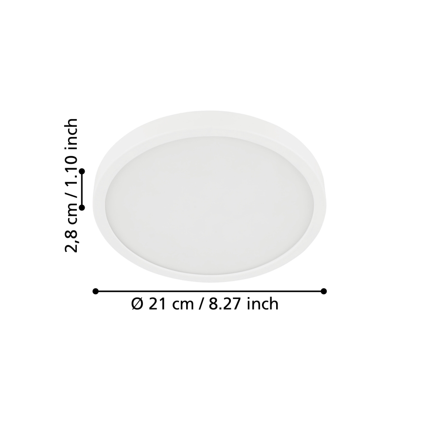 Eglo - Candeeiro de teto LED para casa de banho LED/17W/230V branco IP44 Ø 21 cm