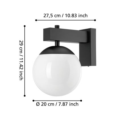 Eglo - Iluminação de parede exterior 1xE27/40W/230V preto IP44
