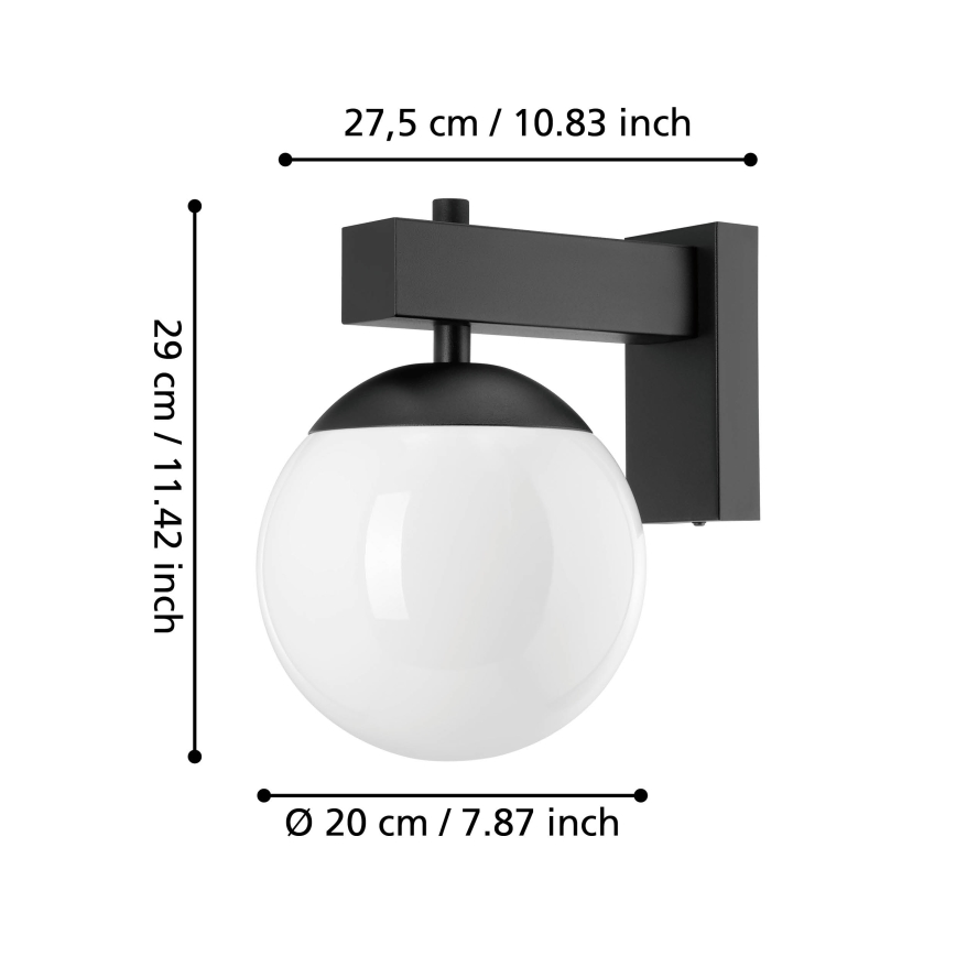 Eglo - Iluminação de parede exterior 1xE27/40W/230V preto IP44