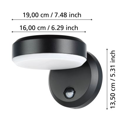 Eglo - LED Iluminação de parede exterior com sensor LED/10,8/230V IP44