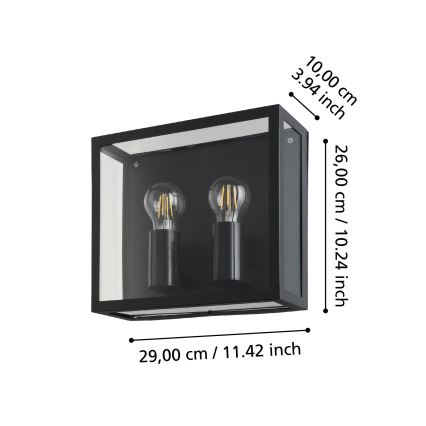 Eglo - Iluminação de parede exterior 2xE27/40W/230V IP44