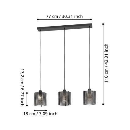 Eglo - Candelabro suspenso 3xE27/40W/230V