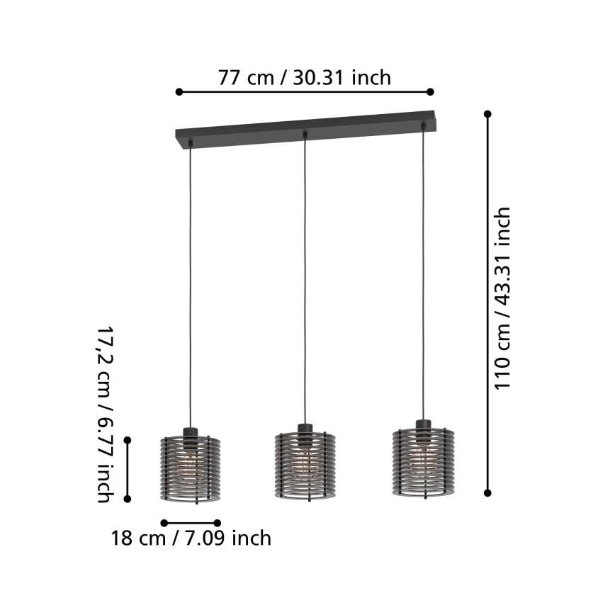 Eglo - Candelabro suspenso 3xE27/40W/230V