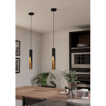 Eglo - Candelabro suspenso LED 1xGU10/4,5W/230V preto/dourada