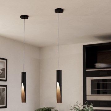 Eglo 900874 - Lustre LED suspenso em cabo BARBOTTO 1xGU10/4,5W/230V preto/castanho