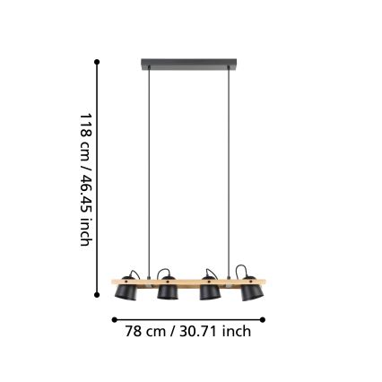 Eglo - Candeeiro suspenso LED RGBW com regulação 4xLED/3,7W/230V 2700-6500K