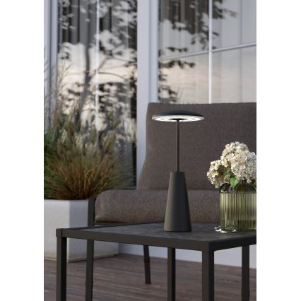 Eglo - Candeeiro de exterior LED tátil com regulação LED/2,8W/5V 2400K/3000K/4000K 5200 mAh IP54 preto