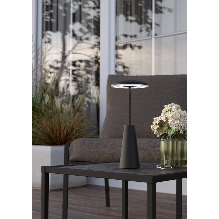 Eglo - Candeeiro de exterior LED tátil com regulação LED/2,8W/5V 2400K/3000K/4000K 5200 mAh IP54 preto