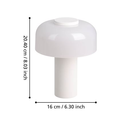 Eglo - Candeeiro de exterior tátil regulável LED/2,25W/5V 2400-4000K 5200 mAh IP44 branco