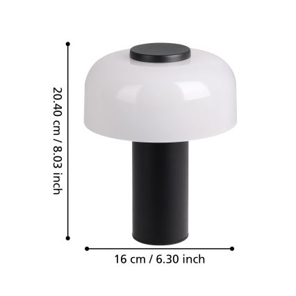 Eglo - Candeeiro de exterior LED tátil regulável LED/2,25W/5V 2400-4000K 5200 mAh IP44 preto/branco