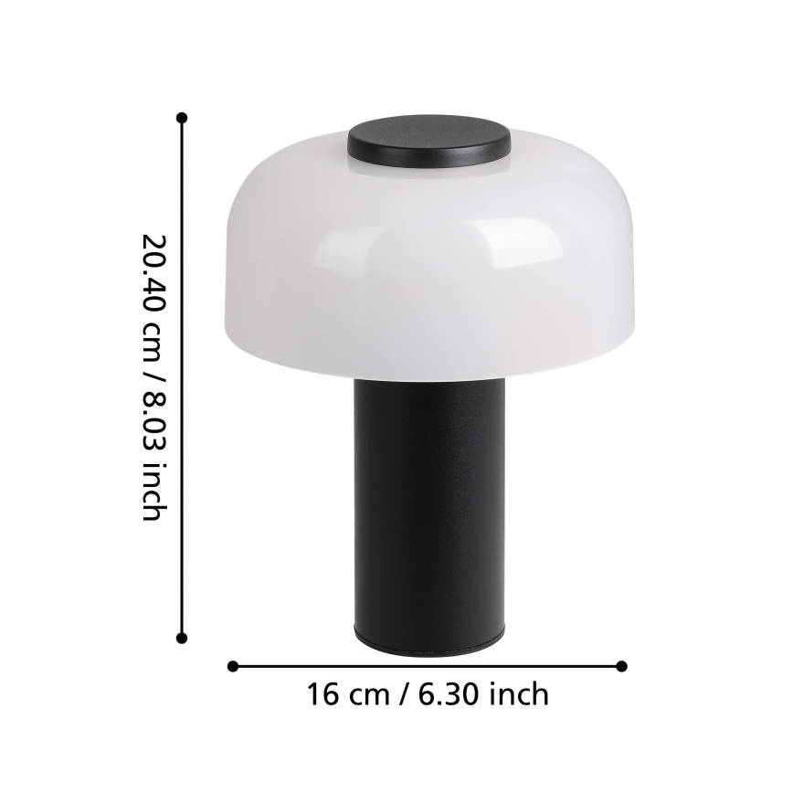 Eglo - Candeeiro de exterior LED tátil regulável LED/2,25W/5V 2400-4000K 5200 mAh IP44 preto/branco