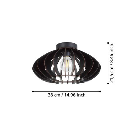 Eglo - Iluminação de teto 1xE27/40W/230V diâmetro 38 cm preto