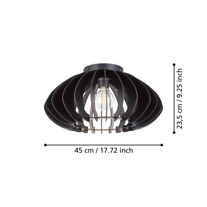 Eglo - Iluminação de teto 1xE27/40W/230V diâmetro 45 cm preto