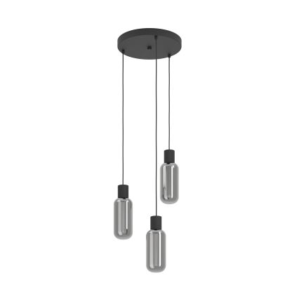 Eglo - Lustre suspenso por cabo 3xE27/4W/230V preto/fumê