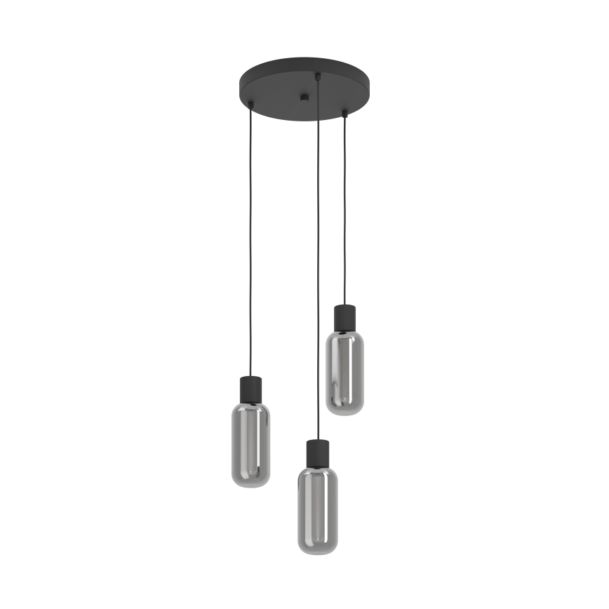 Eglo - Lustre suspenso por cabo 3xE27/4W/230V preto/fumê