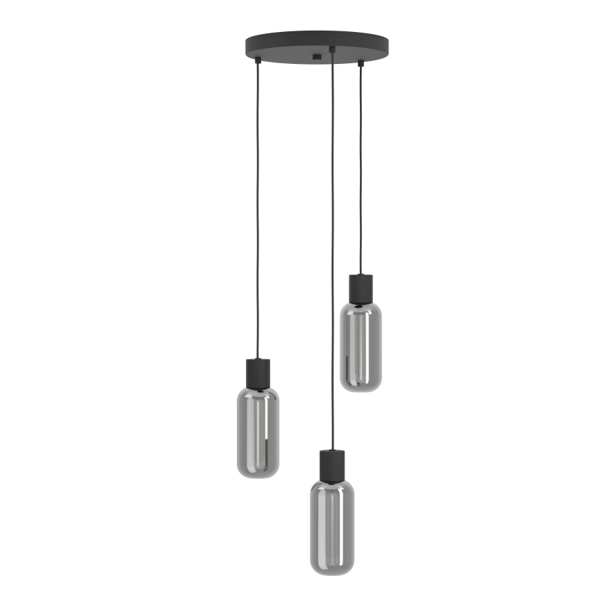 Eglo - Lustre suspenso por cabo 3xE27/4W/230V preto/fumê