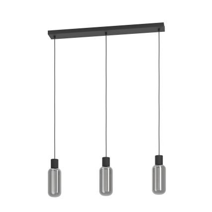 Eglo - Lustre pendente com cabo 3xE27/4W/230V preto/fumê