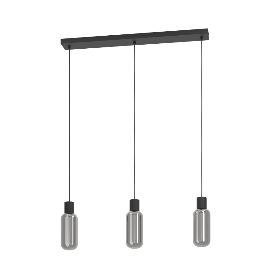 Eglo - Lustre pendente com cabo 3xE27/4W/230V preto/fumê
