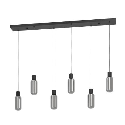 Eglo - Lustre suspenso por cabo 6xE27/4W/230V preto/fumê