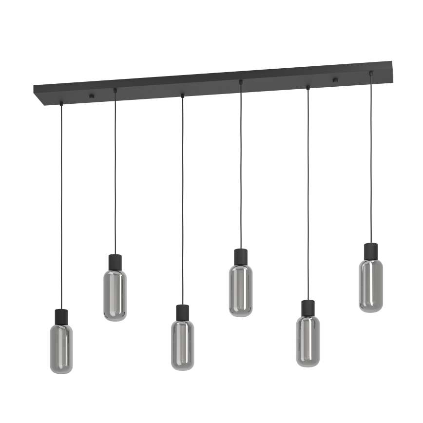 Eglo - Lustre suspenso por cabo 6xE27/4W/230V preto/fumê