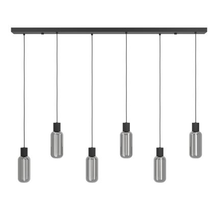 Eglo - Lustre suspenso por cabo 6xE27/4W/230V preto/fumê