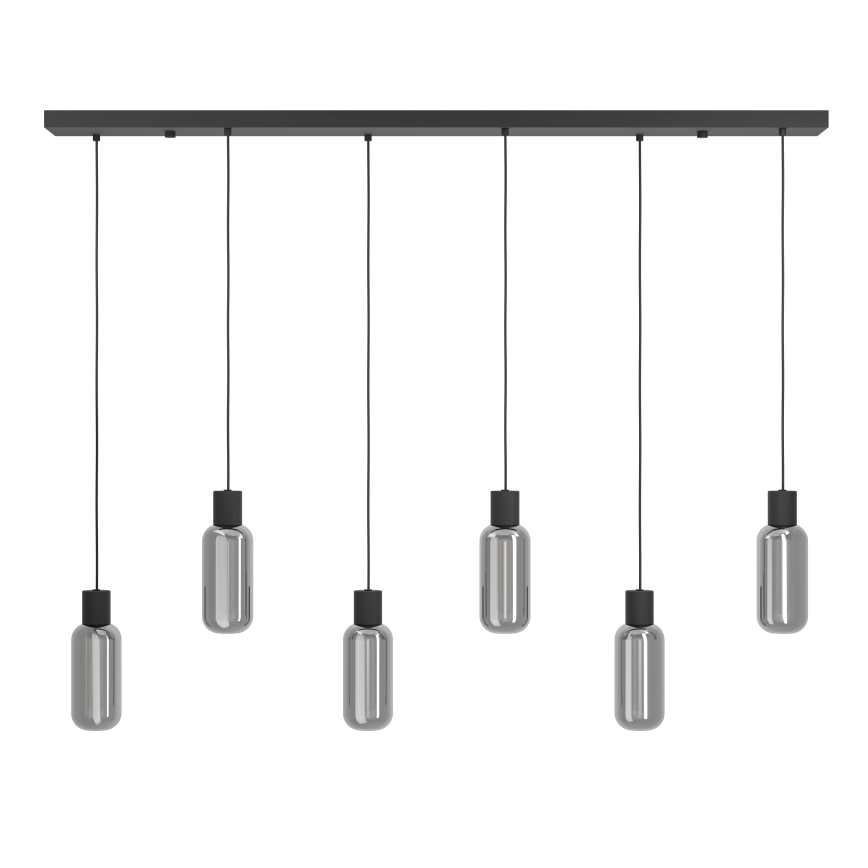 Eglo - Lustre suspenso por cabo 6xE27/4W/230V preto/fumê