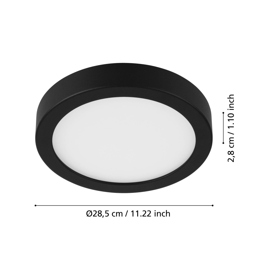Eglo - Luminária de teto LED com sensor LED/20,5W/230V 3000K preta Ø 28,5 cm