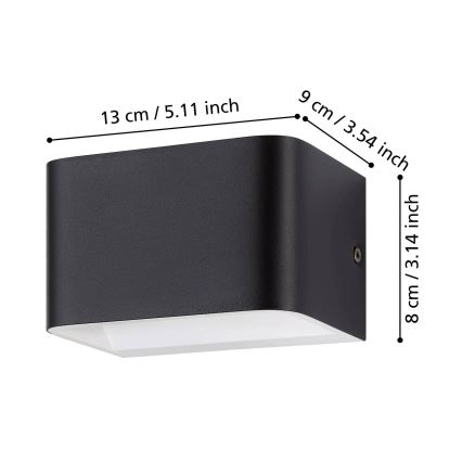 Eglo - Iluminação de parede LED LED/6W/230V 3000K preto