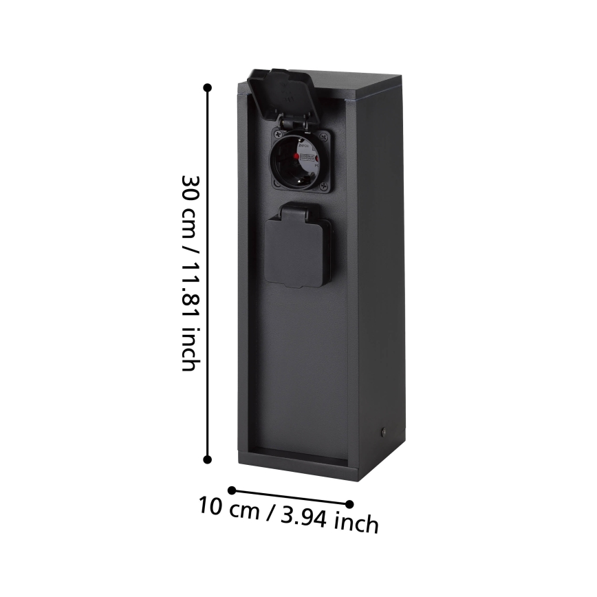 Eglo - Coluna de tomadas para exterior IP54 SCHUKO antracite