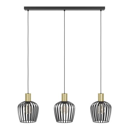Eglo - Candeeiro suspenso 3xE27/40W/230V preto/dourado