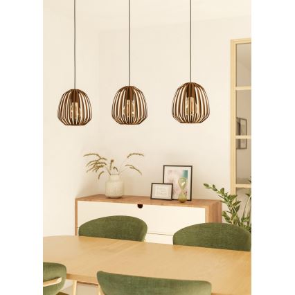 Eglo - Lustre suspenso por cabo 3xE27/40W/230V bronze