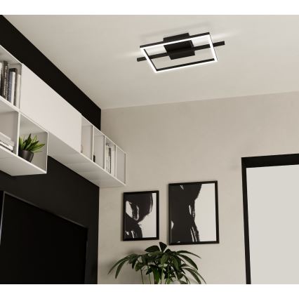 Eglo - Iluminação de teto LED RGBW com regulação LED/17W/230V 2700-6500K preto + comando