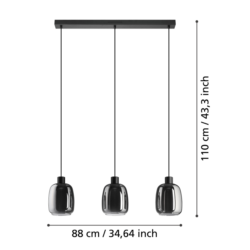 Eglo - Candeeiro suspenso LED RGBW com regulação 3xLED/3,7W/230V 2700-6500K cinzento