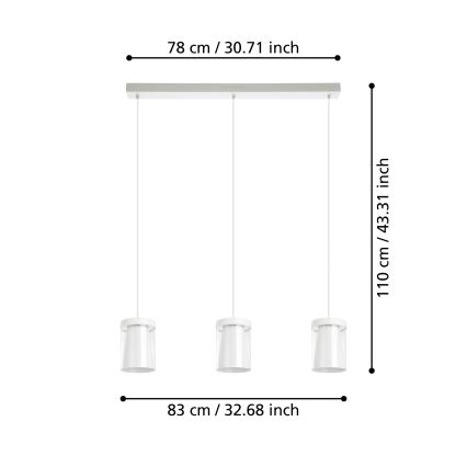 Eglo - Candeeiro suspenso LED RGBW com regulação 3xLED/3,7W/230V 2700-6500K branco ZigBee