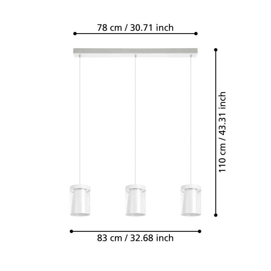 Eglo - Candeeiro suspenso LED RGBW com regulação 3xLED/3,7W/230V 2700-6500K branco ZigBee