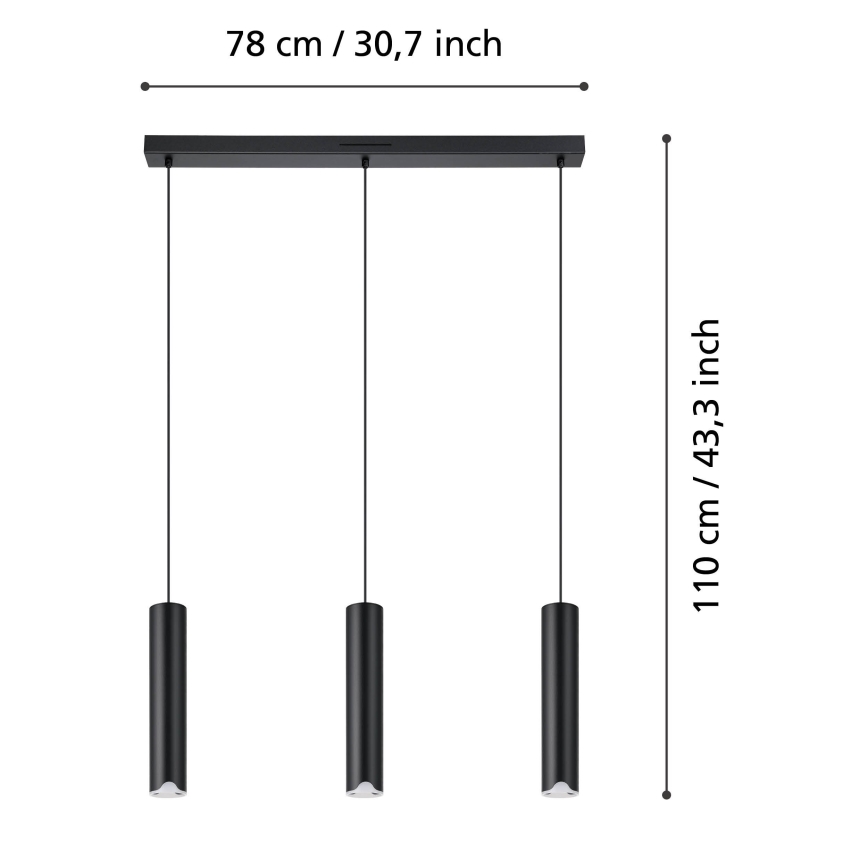 Eglo - LED RGBW Candeeiro suspenso com regulação 3xLED/3,7W/230V 2700-6500K preto