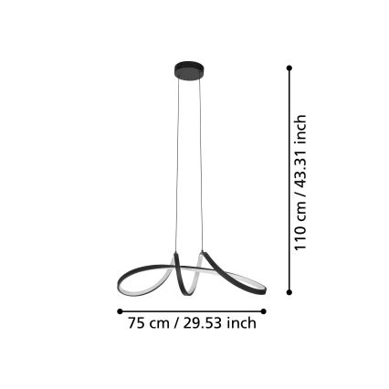 Eglo - Candeeiro suspenso LED RGBW com regulação LED/22W/230V 2700-6500K preto