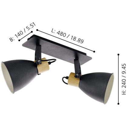 Eglo - Candeeiro de focos 2xE27/40W/230V