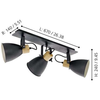 Eglo - Luminária orientável 3xE27/40W/230V