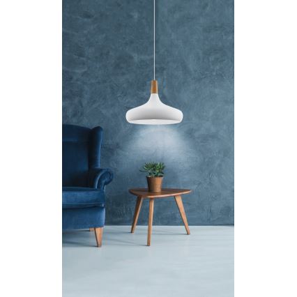Eglo - Lustre suspenso por cabo 1xE27/40W/230V Ø 40 cm branco