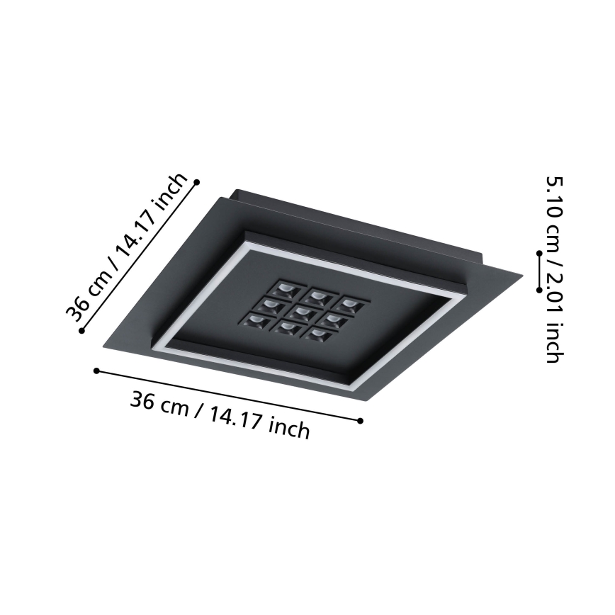 Eglo - Iluminação de teto LED com regulação LED/21,4W/230V 2700-6500K preto + comando