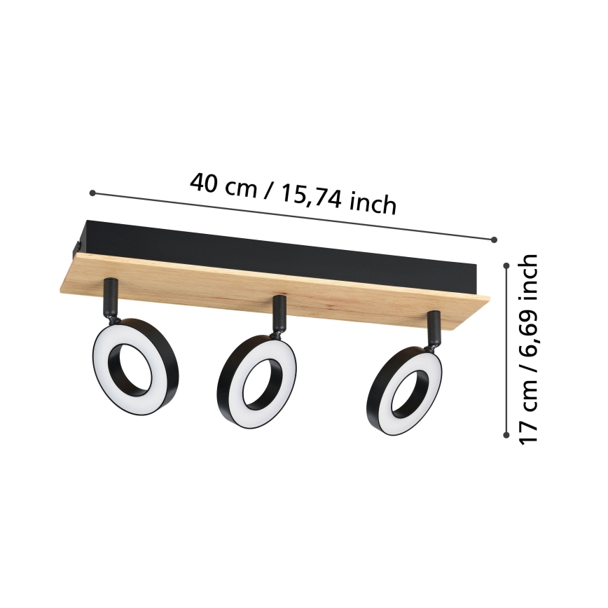 Eglo - Candeeiro de focos LED 3xLED/4,2W/230V preto/castanho