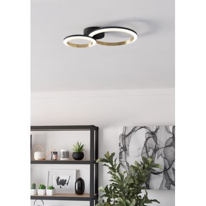Eglo - Iluminação de teto LED com regulação LED/12W/230V 4000K preto/dourado