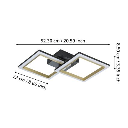 Eglo - Iluminação de teto LED com regulação LED/18,4W/230V 4000K preto/dourado
