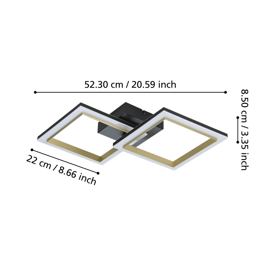Eglo - Iluminação de teto LED com regulação LED/18,4W/230V 4000K preto/dourado